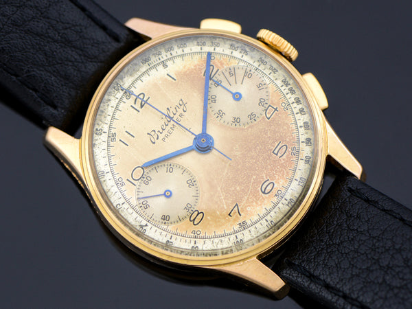 Breitling 18K Rose Gold Chronograph Watch | Vintage
