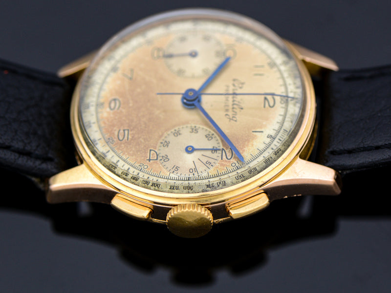 Breitling 18K Rose Gold Chronograph Watch | Vintage