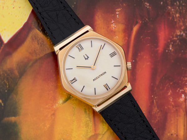 Bulova Accutron 14K Yellow Gold Watch Hexagonal 2183