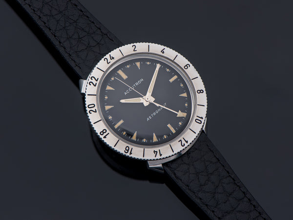 Bulova Accutron Astronaut 214 Tuning Fork Watch Original Black Dial Stainless Steel