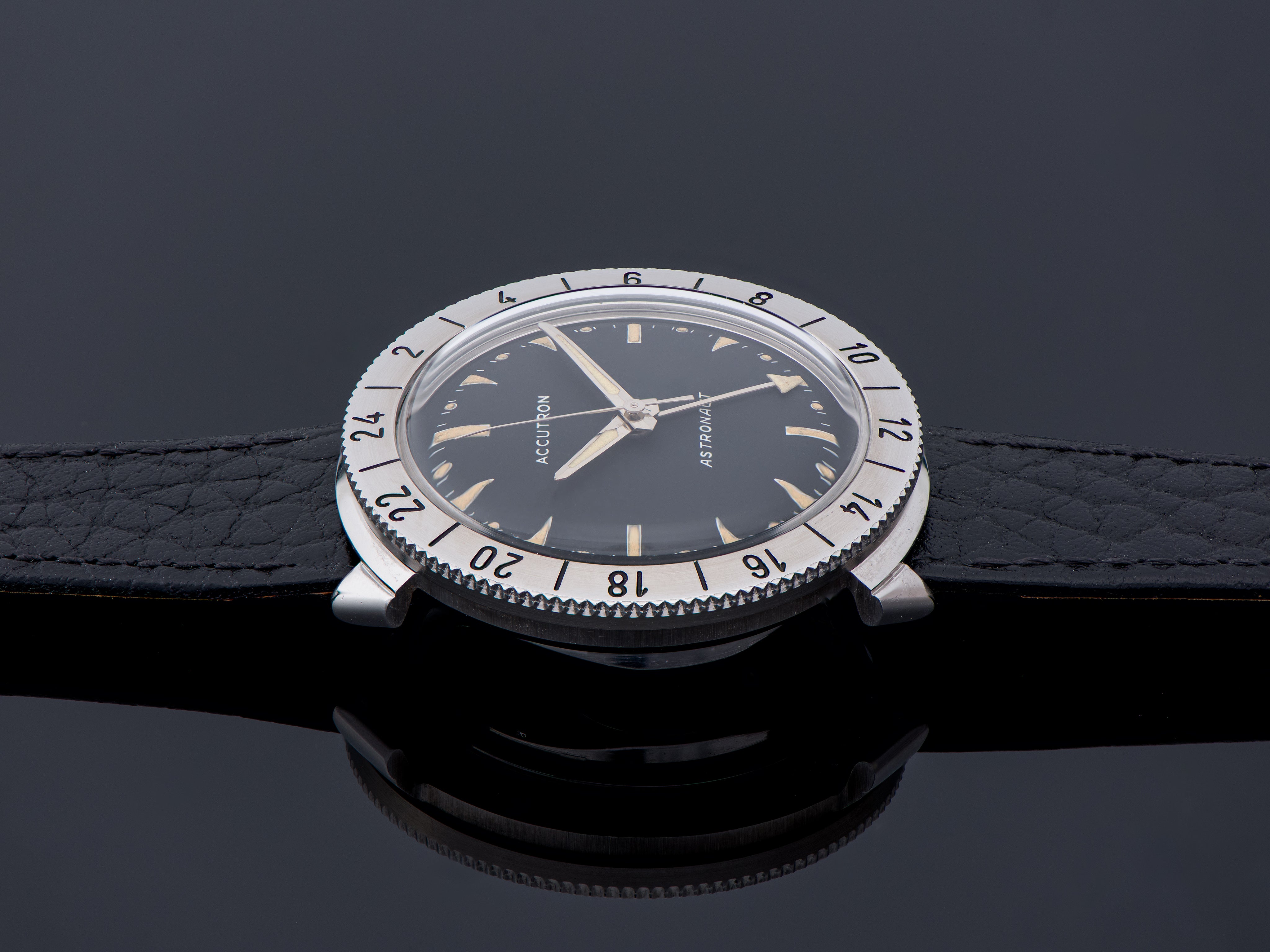Bulova Accutron Astronaut 214 Tuning Fork Watch Original Black Dial St