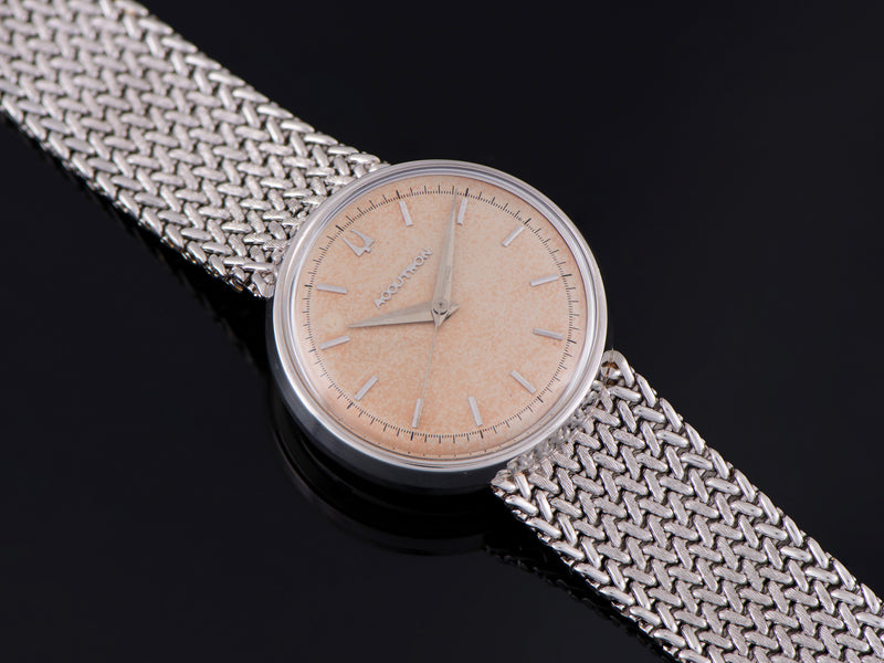 Bulova Accutron 703 Platinum Watch With Integrated Bracelet