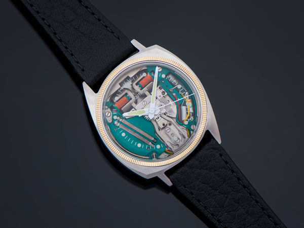 Bulova Accutron Spaceview "Floppy Football" Steel with 14K Insert Watch