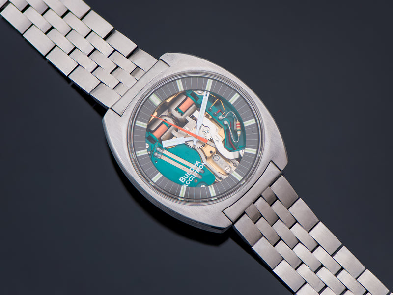 Bulova Accutron Spaceview "T" Stainless Steel Watch with Accutron Signed Bracelet