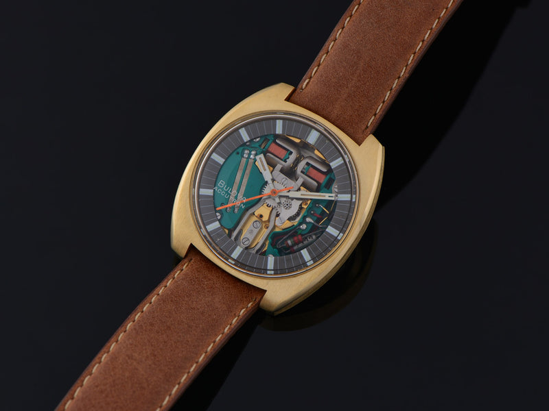 Bulova Accutron Spaceview "T" Yellow Gold Electroplate Watch