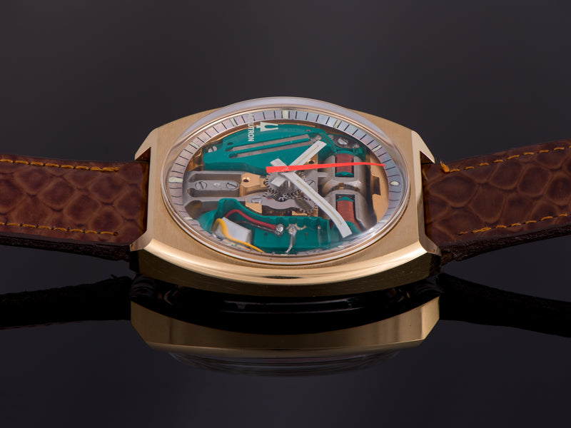 Bulova Accutron Spaceview Yellow Gold Electroplate Watch With Signed Strap & Buckle