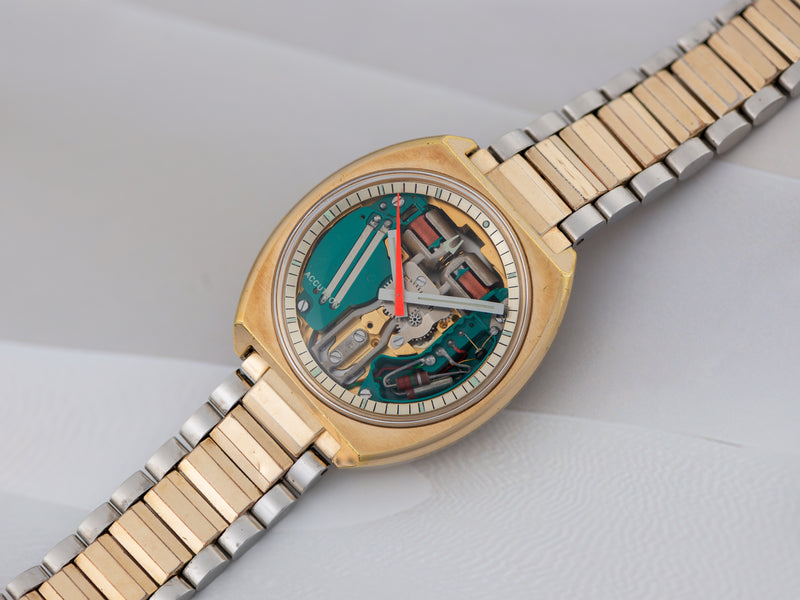 Bulova Accutron Spaceview Yellow Gold Electroplate Watch & Two Tone Bracelet