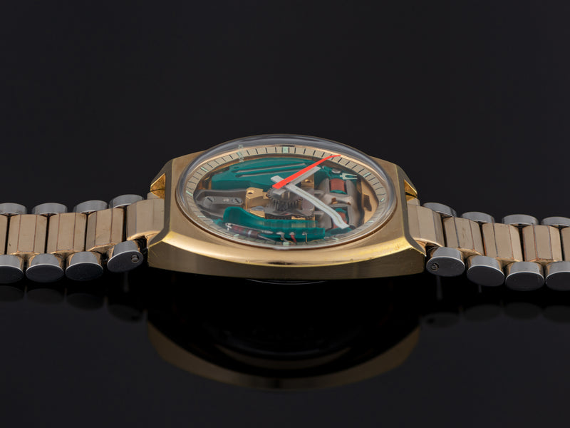 Bulova Accutron Spaceview Yellow Gold Electroplate Watch & Two Tone Bracelet
