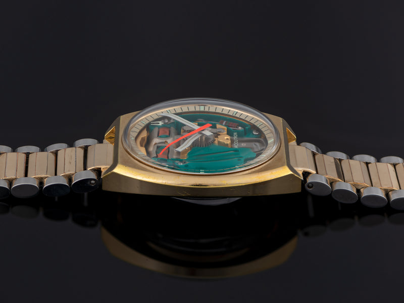 Bulova Accutron Spaceview Yellow Gold Electroplate Watch & Two Tone Bracelet