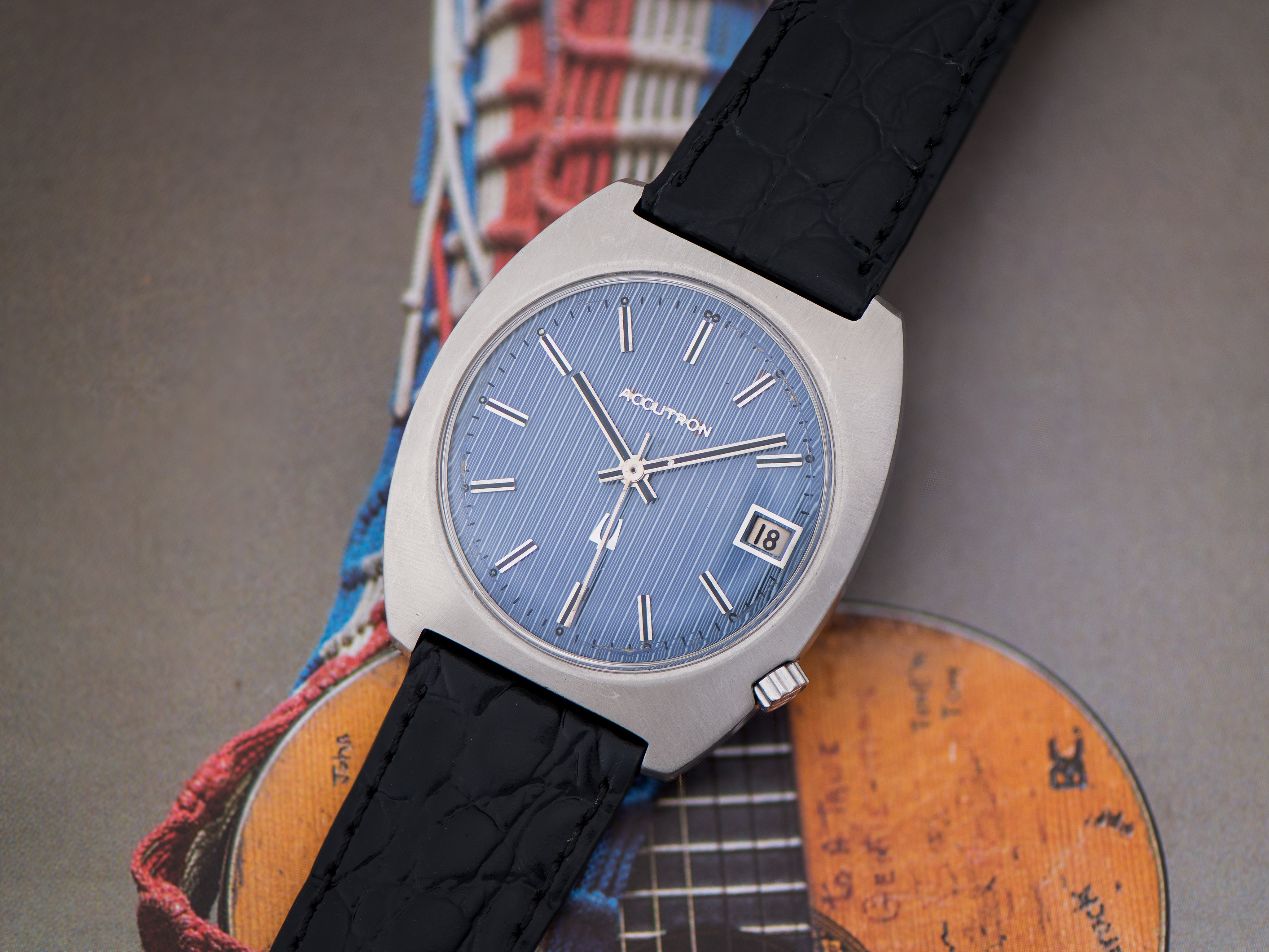 Bulova Accutron Stainless Steel 218 Blue Dial Watch