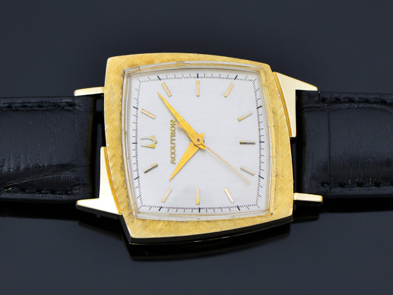 Bulova Accutron "TV" Asymmetric Case Watch Textured Bezel 14K