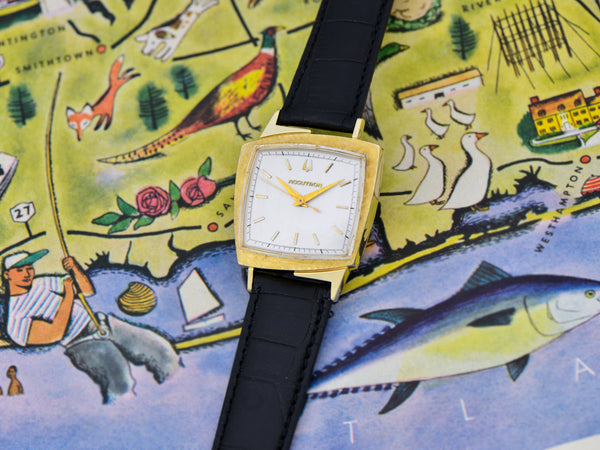 Bulova Accutron "TV" Asymmetric Case Watch Textured Bezel 14K