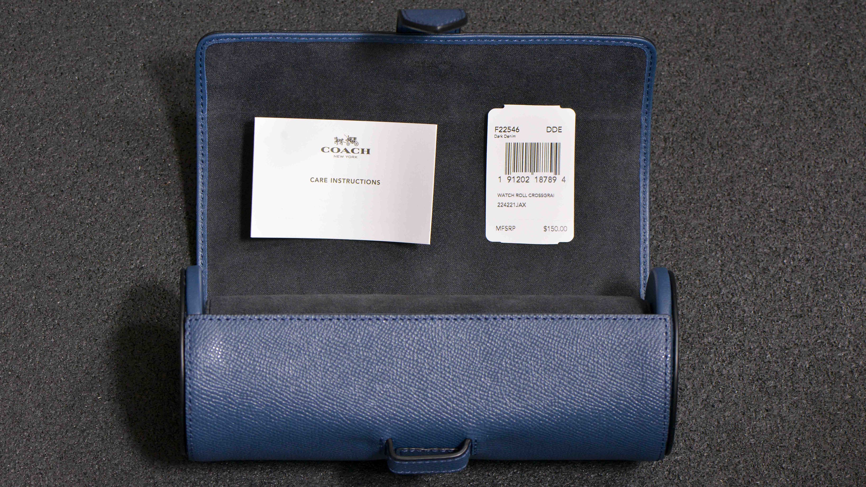 Watch Case | Coach Blue Leather Watch Roll | Unwind In Time