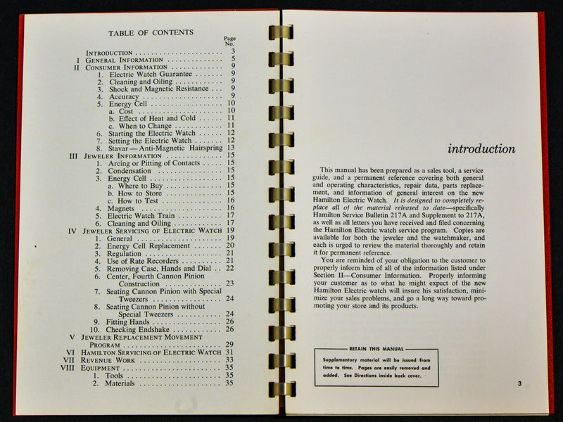 Electric Booklet For Consumer Jeweler & Watchmaker Table Of Contents