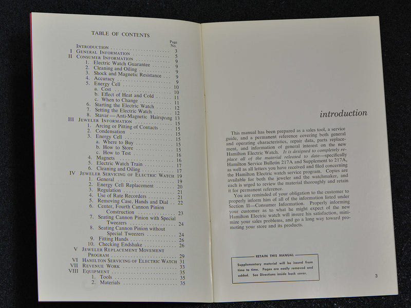 Hamilton Electric Booklet For Consumer Jeweler & Watchmaker