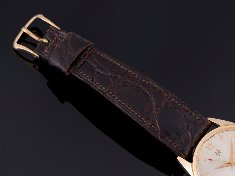 Gently Used (Probably Original) Genuine Crocodile Hamilton Band with matching Hamilton Marked Gold Filled Buckle