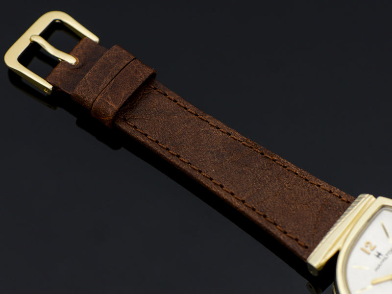 Genuine Leather Brown Watch Band with matching Gold Tone Buckle