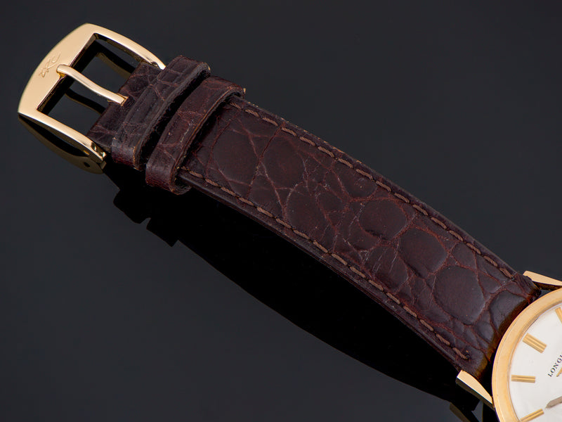 Genuine Leather Brown Crocodile Grain Strap with matching Gold Tone Buckle