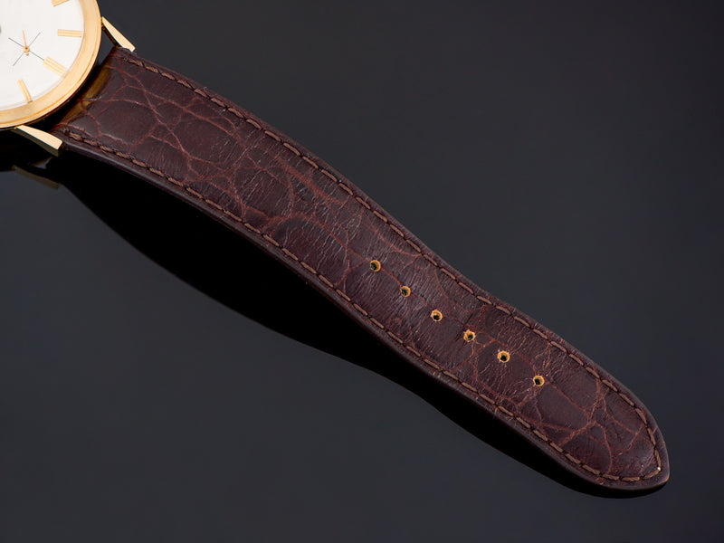 Genuine Leather Brown Crocodile Grain Strap with matching Gold Tone Buckle