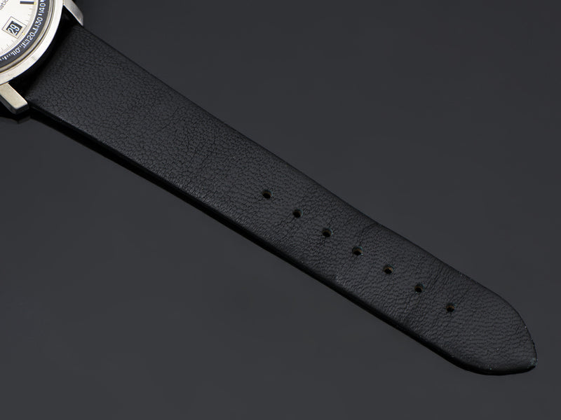 New Genuine Leather Black Strap with Silver Tone Buckle