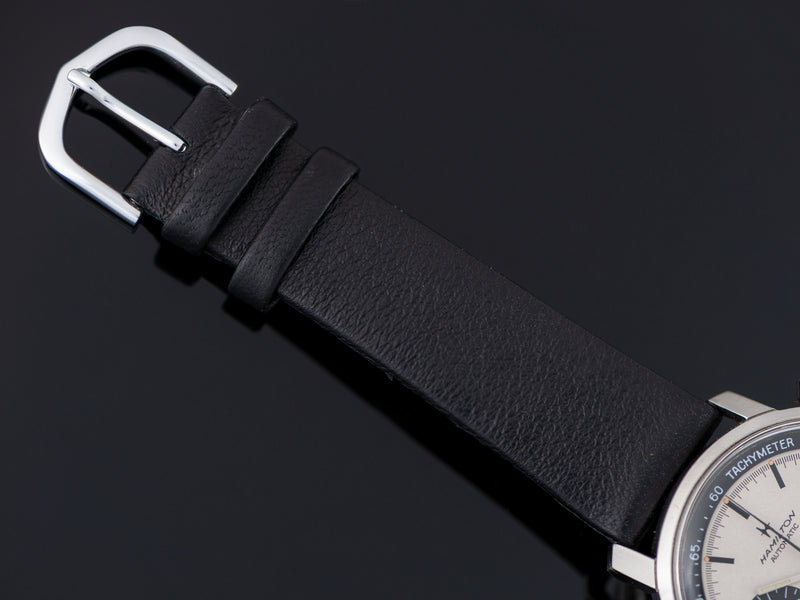 Genuine Leather Black Strap With Silver Tone Buckle