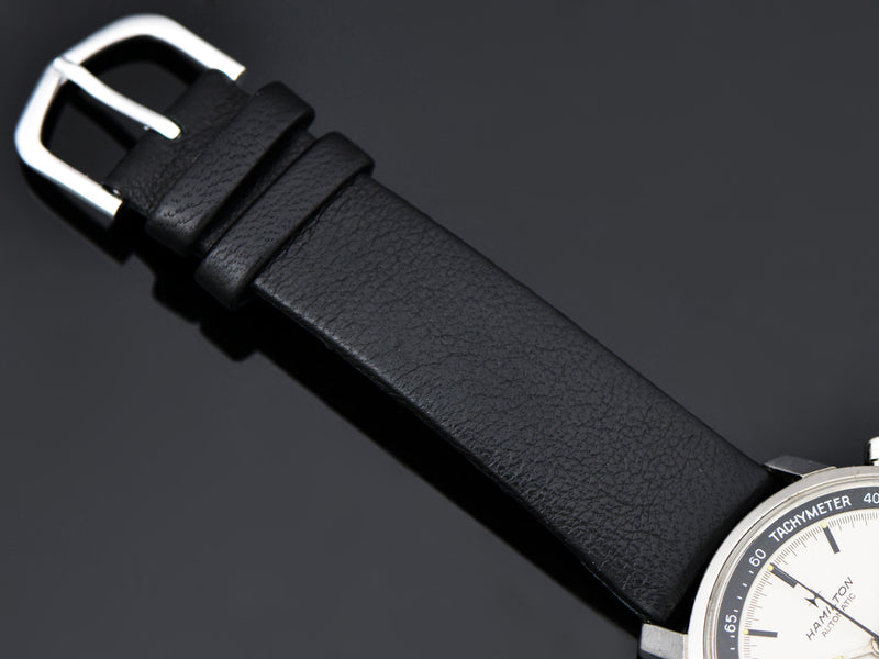 New Genuine Leather Black Strap with Silver Tone Buckle