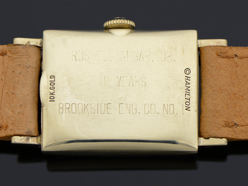 Hamilton 10K Solid Gold Brockton Vintage Watch Case Back Engraving