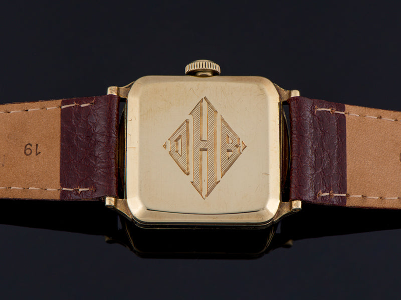 Hamilton 14K Solid Green Gold Engraved Tonneau Watch Case Back