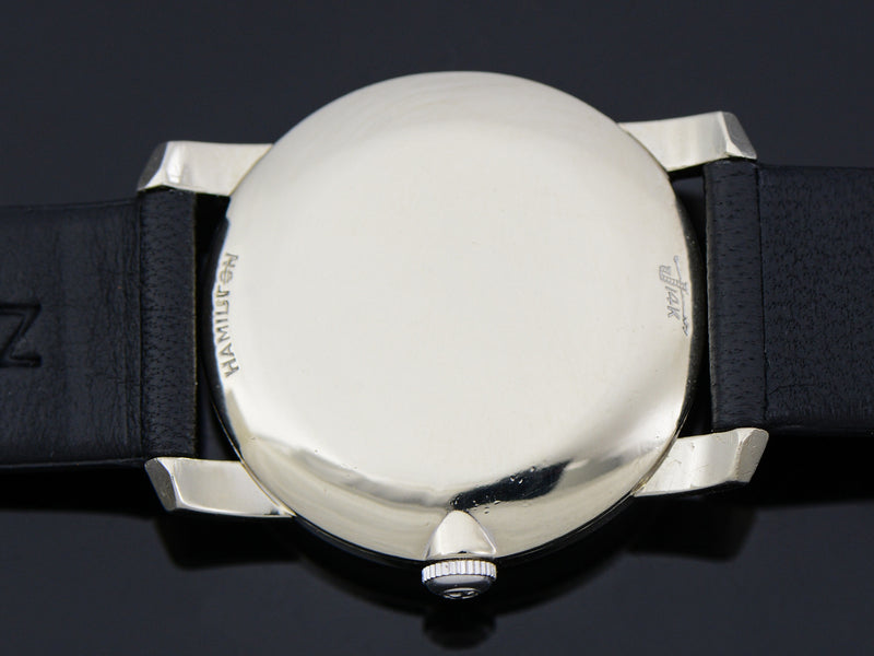 Hamilton 14K White Gold Diamond Dial Baron Watch Case Back | Vintage