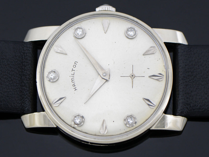 Hamilton 14K White Gold Diamond Dial Baron Watch | Vintage