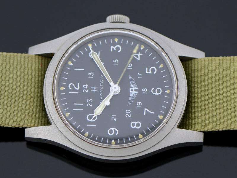 Hamilton Avirex Branded 9219 Hacking Khaki Field Watch Vintage 