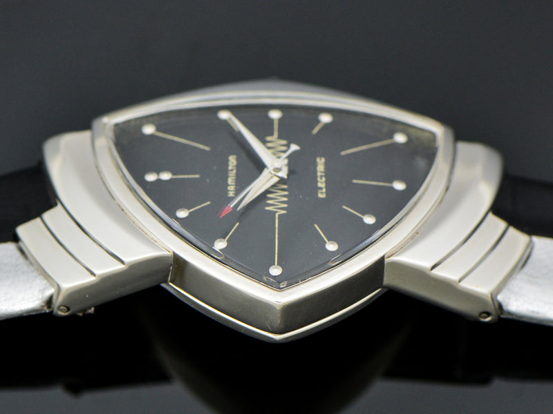 Hamilton Electric 14K White Gold Ventura Watch With Original Black Dial | Vintage