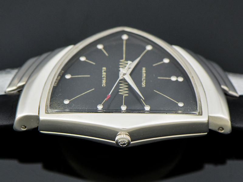 Hamilton Electric 14K White Gold Ventura Watch With Original Black Dial | Vintage