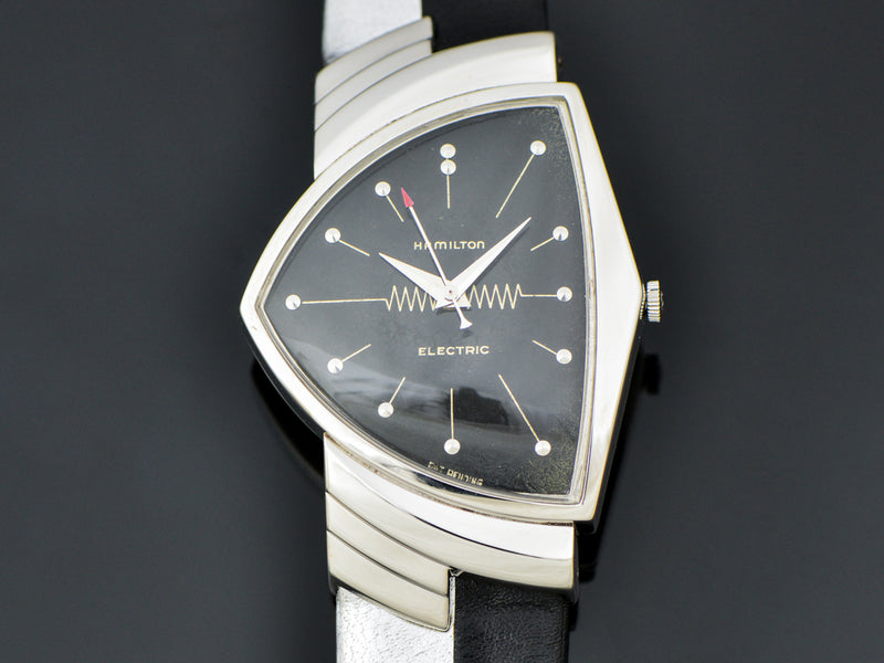 Hamilton Electric 14K White Gold Ventura Watch With Original Black Dial | Vintage