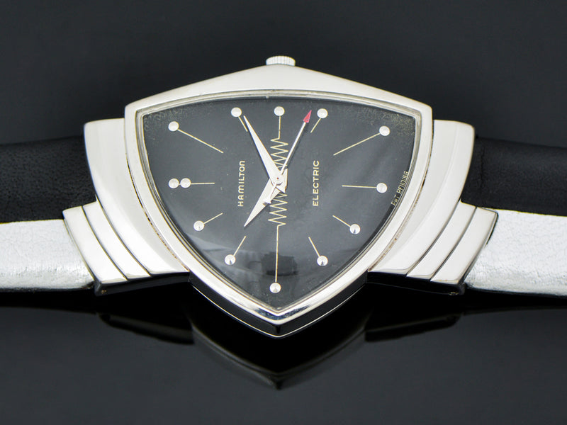 Hamilton Electric 14K White Gold Ventura Watch With Original Black Dial | Vintage