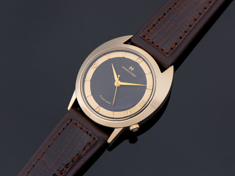 Hamilton Electric Saturn Watch Yellow Gold Filled with Original Finish Black Dial