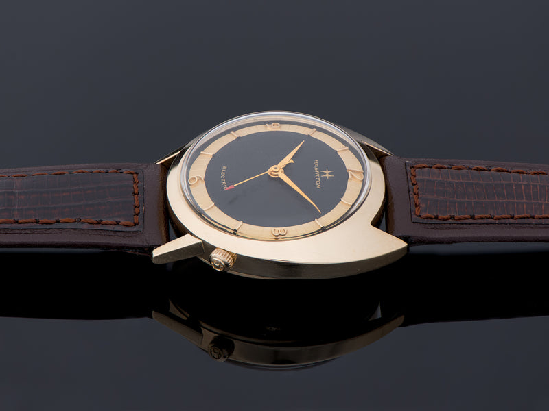 Hamilton Electric Saturn Watch Yellow Gold Filled with Original Finish Black Dial