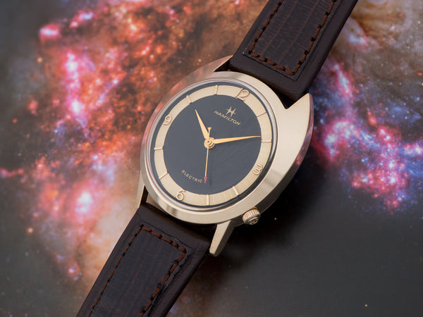 Hamilton Electric Saturn Watch Yellow Gold Filled with Original Finish Black Dial