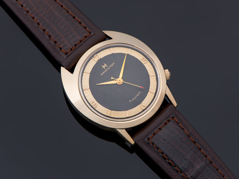Hamilton Electric Saturn Watch Yellow Gold Filled with Original Finish Black Dial
