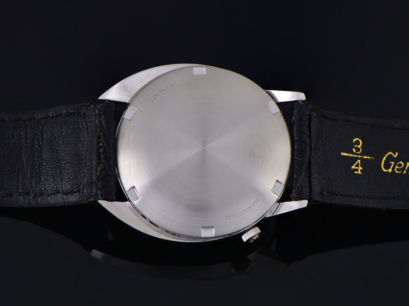 Hamilton Electric Saturn White Gold Filled Original Black Dial Watch Case Back