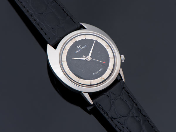 Hamilton Electric Saturn White Gold Filled Original Black Dial Watch