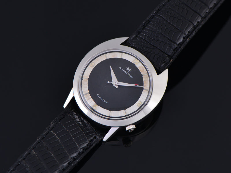 Hamilton Electric Saturn White Gold Filled Original Black Dial Watch