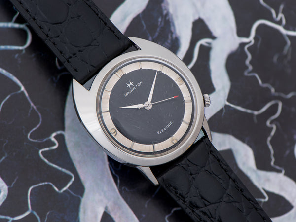 Hamilton Electric Saturn White Gold Filled Original Black Dial Watch