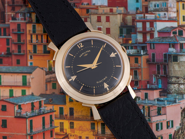 Hamilton Electric Van Horn 14K Black Dial Watch