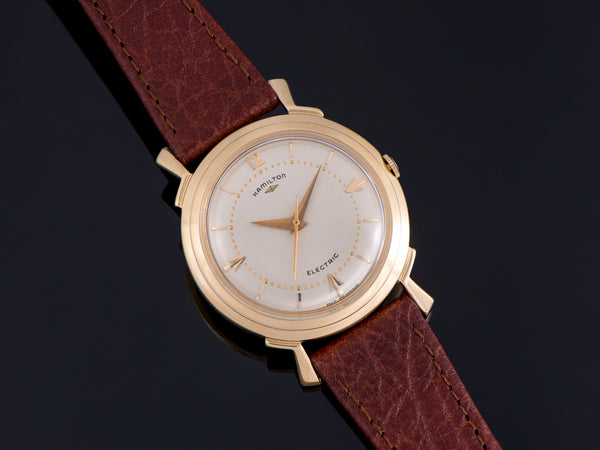 Hamilton Electric Van Horn 14K Gold Silver Dial Watch