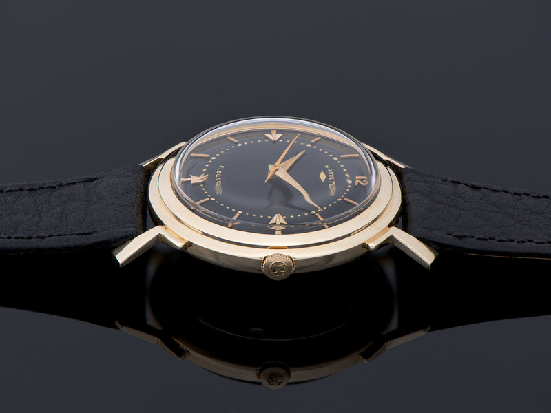 Hamilton Electric Van Horn Watch 14K Original Black Dial