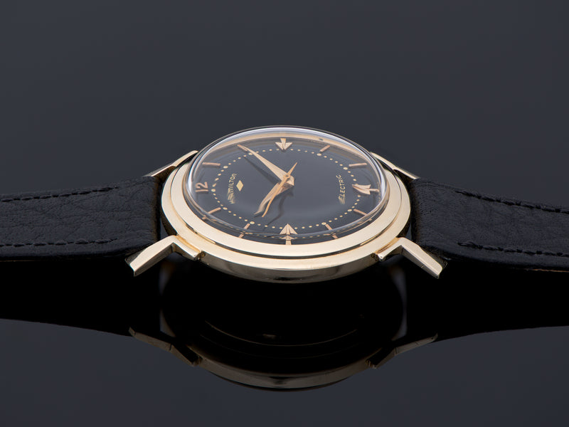 Hamilton Electric Van Horn Watch 14K Original Black Dial