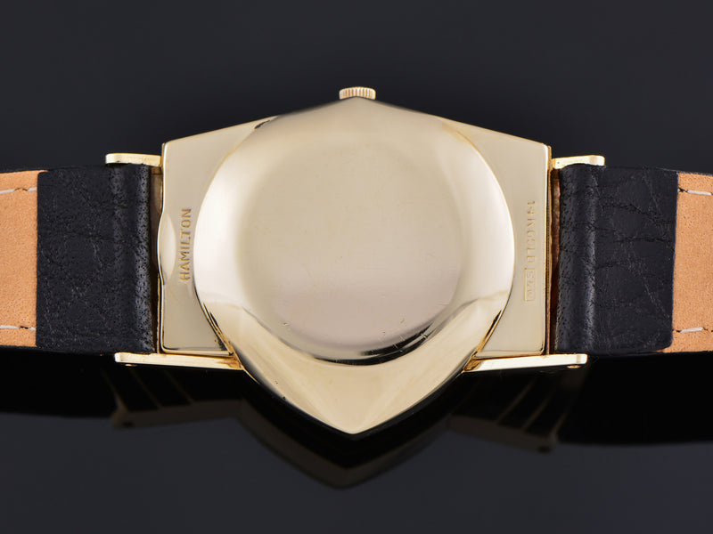 Hamilton Electric Ventura 14K Gold Black Dial Watch Case Back
