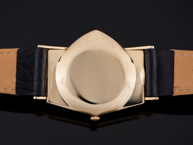 Hamilton Electric Ventura 14K Gold Black Dial Watch Case Back
