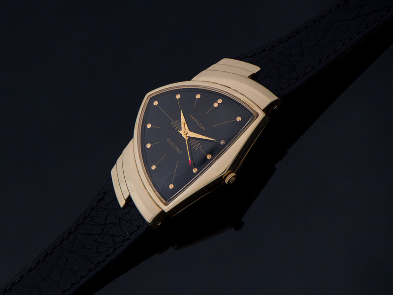 Hamilton Electric Ventura 14K Gold Black Dial Watch